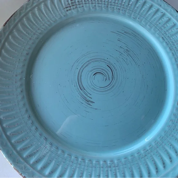 Home Essentials Cosenza 8.5” Small Salad Plate Turquoise Aqua Brown Replacement - Picture 3 of 7
